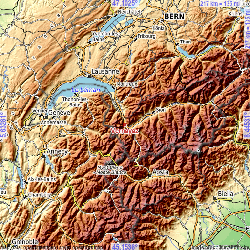 Topographic map of Vernayaz
