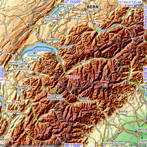 Topographic map of Verbier
