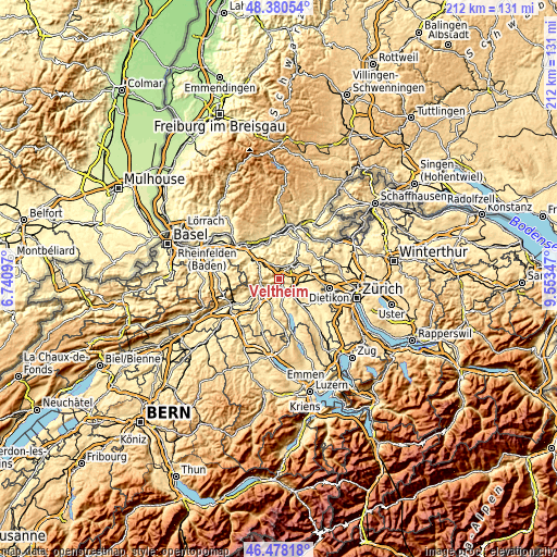 Topographic map of Veltheim