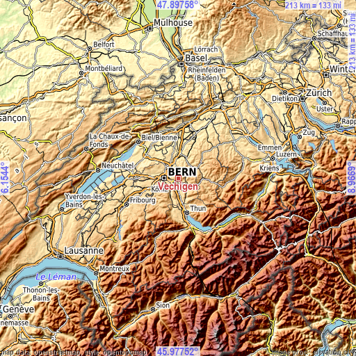 Topographic map of Vechigen