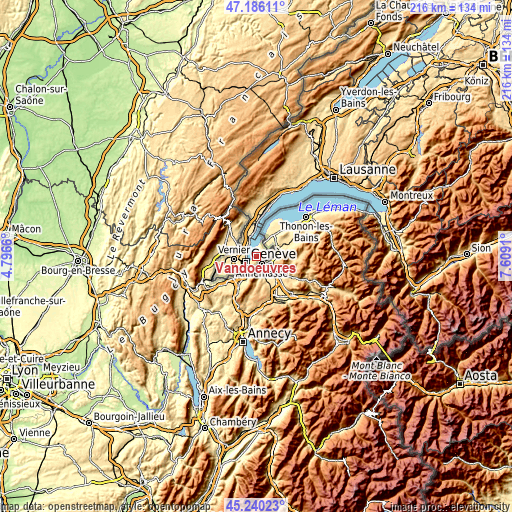 Topographic map of Vandœuvres