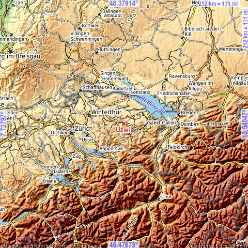 Topographic map of Uzwil