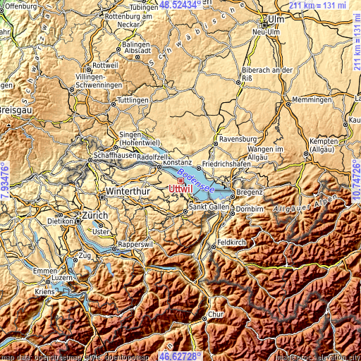 Topographic map of Uttwil