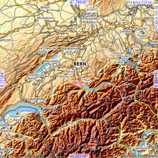 Topographic map of Uttigen