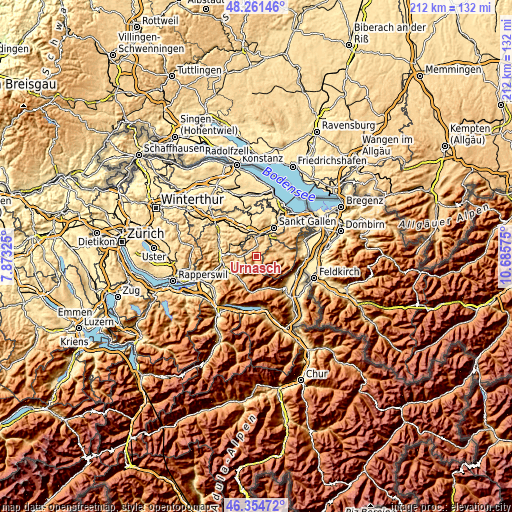 Topographic map of Urnäsch