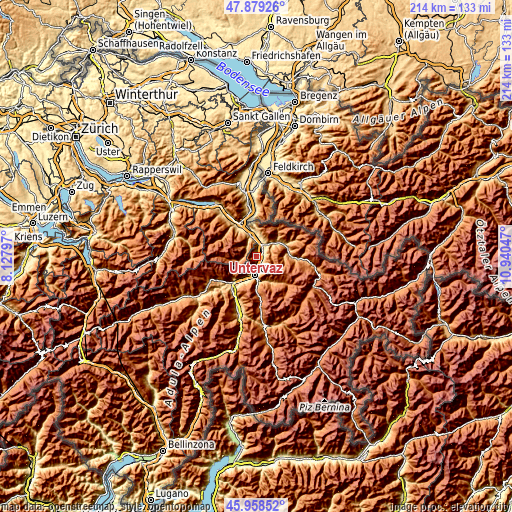 Topographic map of Untervaz