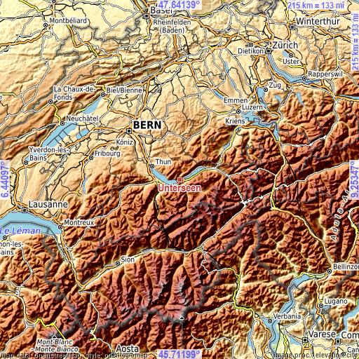 Topographic map of Unterseen