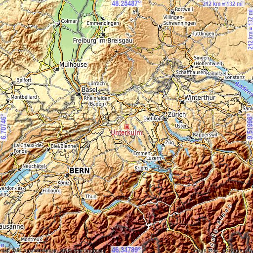 Topographic map of Unterkulm