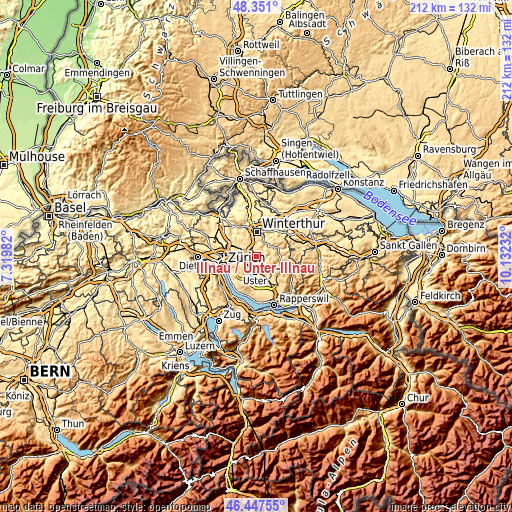 Topographic map of Illnau / Unter-Illnau