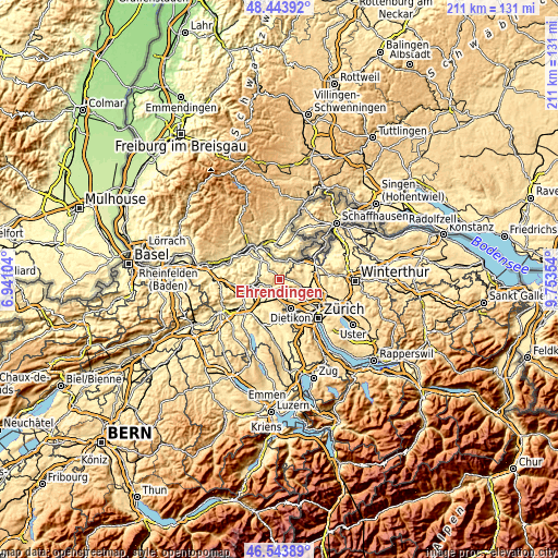 Topographic map of Ehrendingen