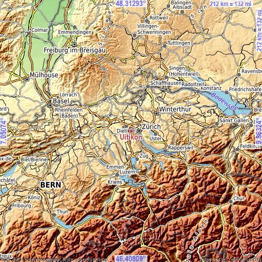 Topographic map of Uitikon