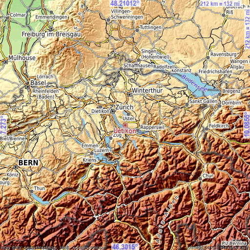 Topographic map of Uetikon