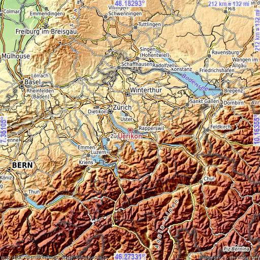 Topographic map of Uerikon