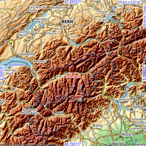 Topographic map of Turtmann