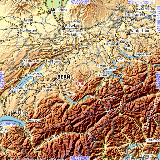 Topographic map of Trub