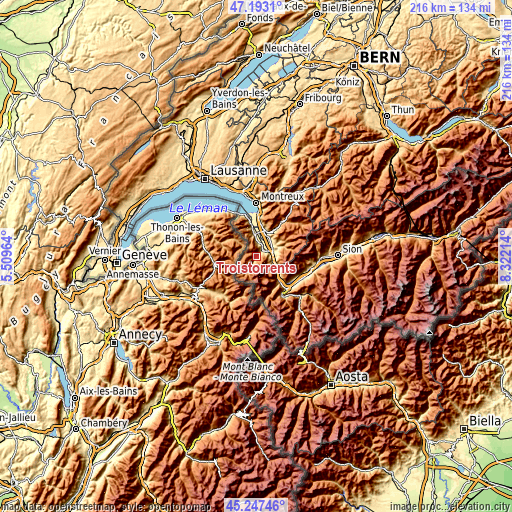 Topographic map of Troistorrents