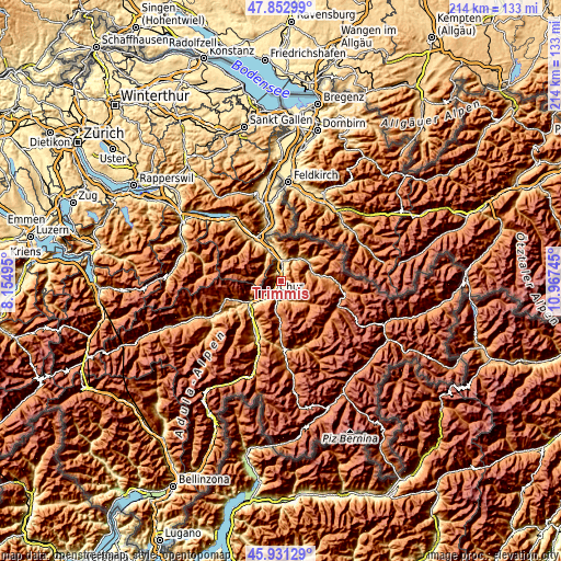 Topographic map of Trimmis