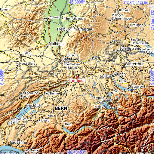 Topographic map of Trimbach