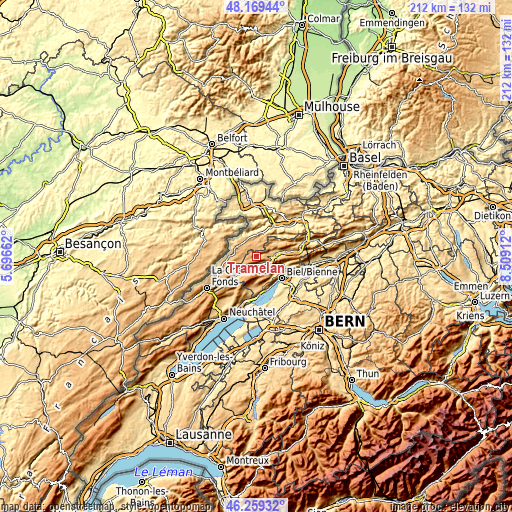 Topographic map of Tramelan