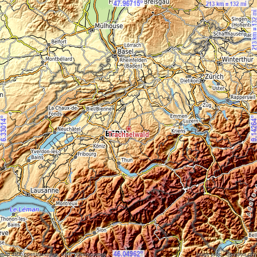 Topographic map of Trachselwald