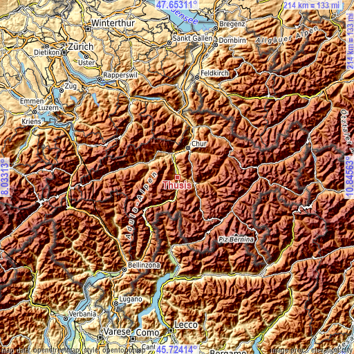 Topographic map of Thusis