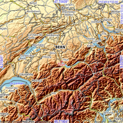 Topographic map of Thun