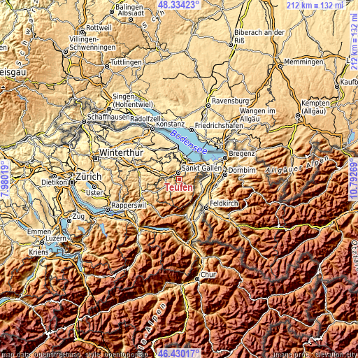 Topographic map of Teufen