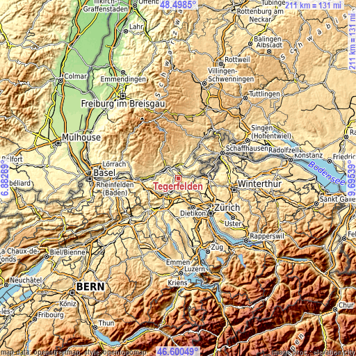 Topographic map of Tegerfelden