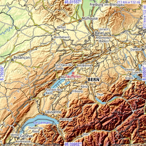 Topographic map of Täuffelen