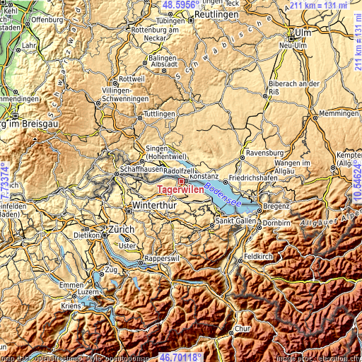 Topographic map of Tägerwilen