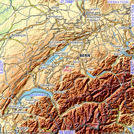 Topographic map of Tafers