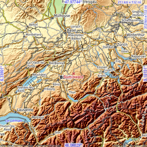 Topographic map of Sumiswald