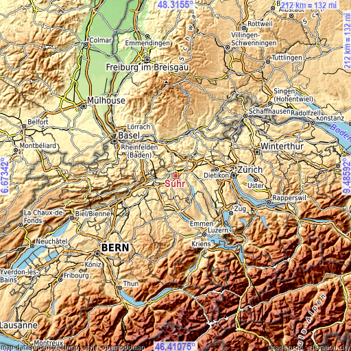 Topographic map of Suhr