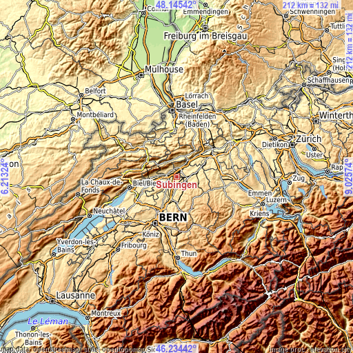 Topographic map of Subingen