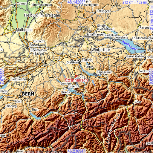 Topographic map of Steinhausen