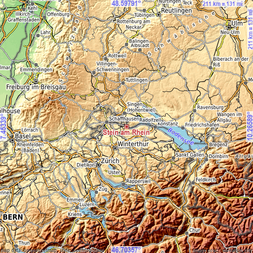 Topographic map of Stein am Rhein