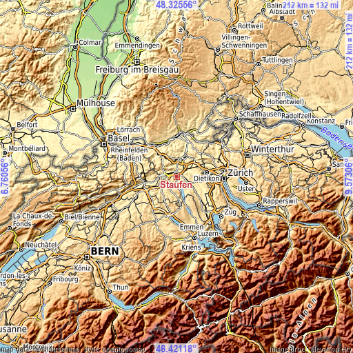 Topographic map of Staufen