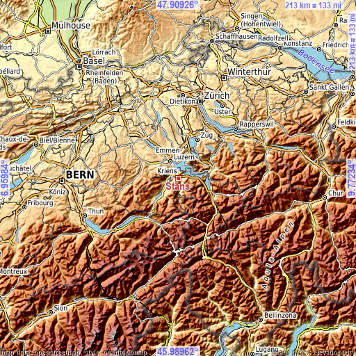 Topographic map of Stans