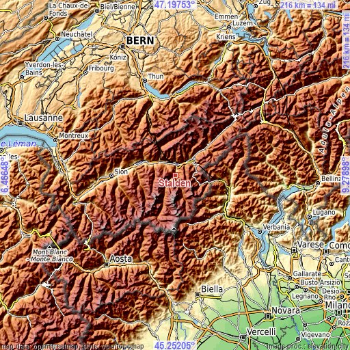 Topographic map of Stalden