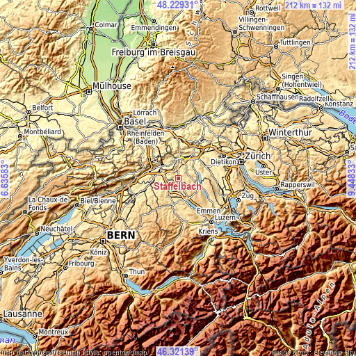 Topographic map of Staffelbach