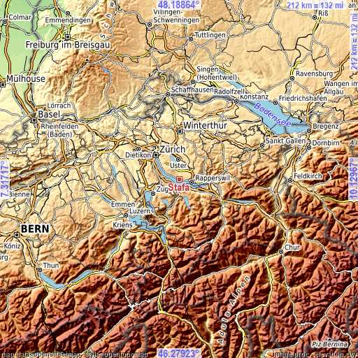 Topographic map of Stäfa