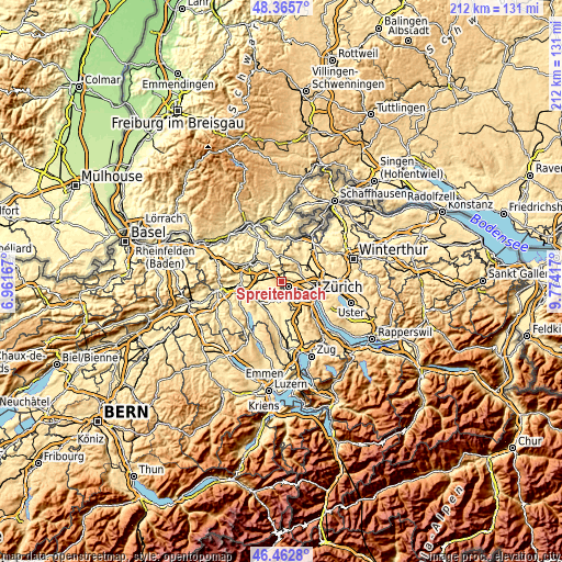 Topographic map of Spreitenbach