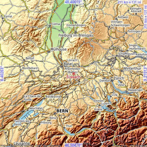 Topographic map of Sissach