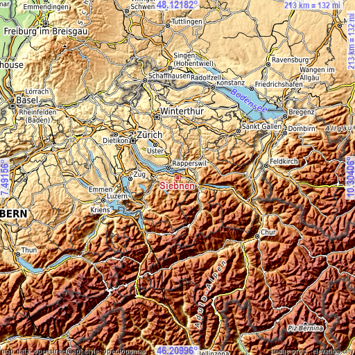 Topographic map of Siebnen