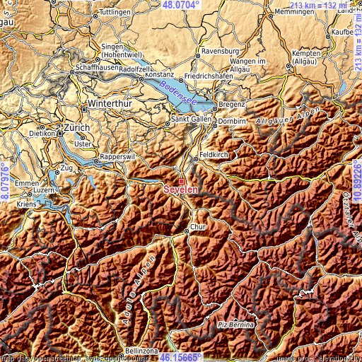 Topographic map of Sevelen
