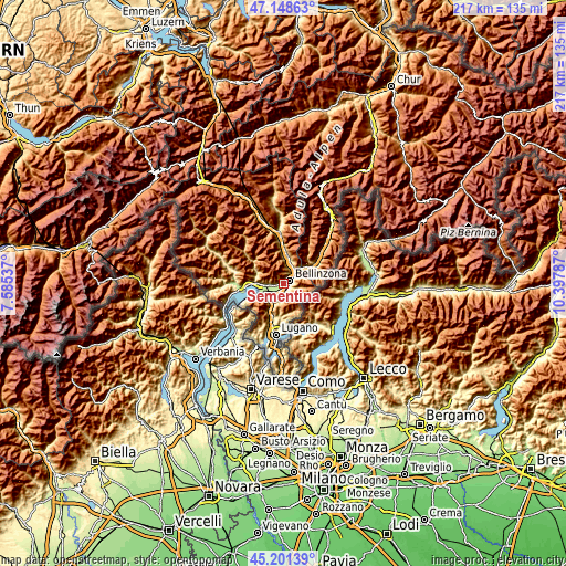 Topographic map of Sementina