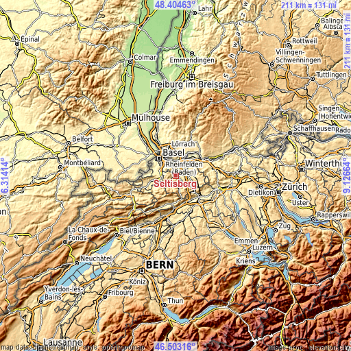 Topographic map of Seltisberg