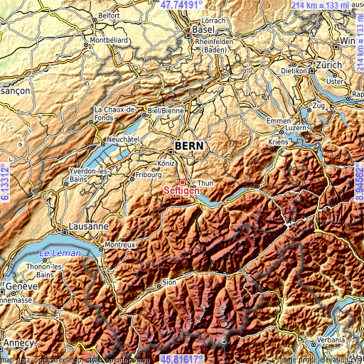 Topographic map of Seftigen