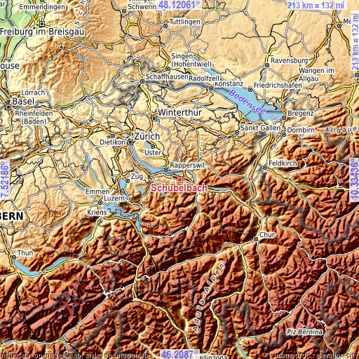 Topographic map of Schübelbach