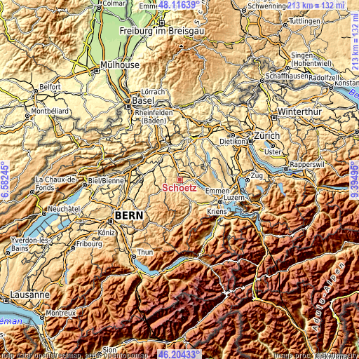 Topographic map of Schötz